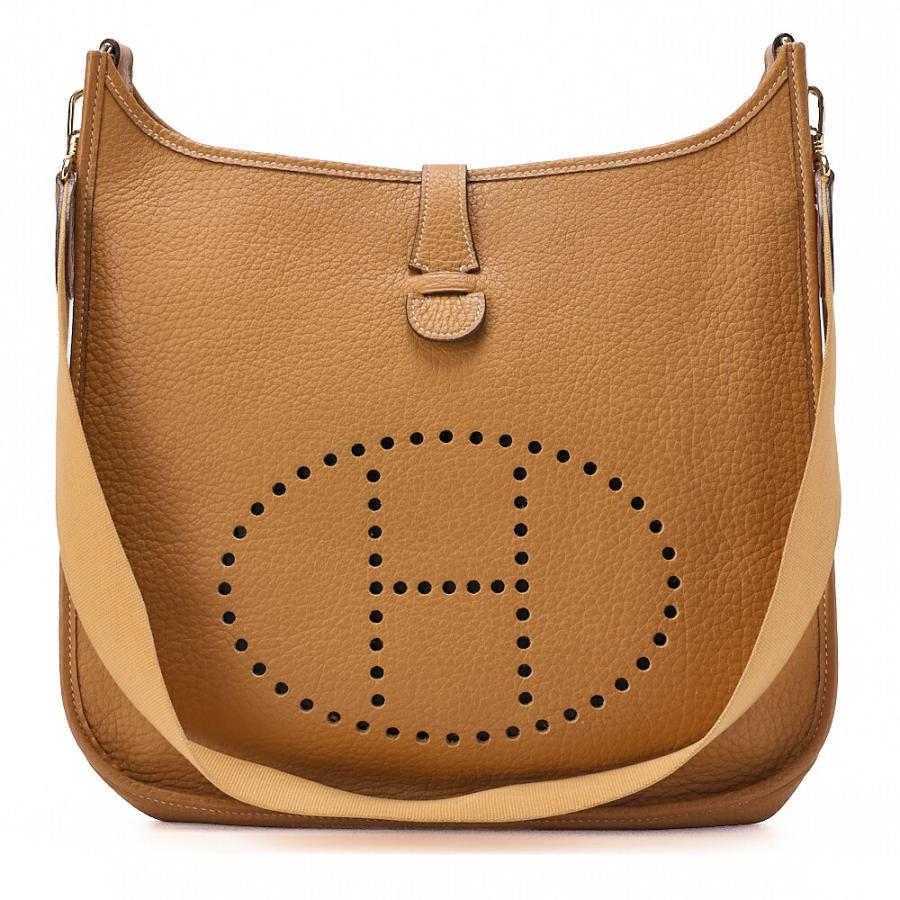美品 エルメス HERMES エブリン GM ショルダー バッグ アルデンヌ シャモニー ブラック ナチュラル □F刻印 ゴールド バイカラー 90295047 HERMES エルメス エブリンGM ショルダーバッグ アルデンヌ ナチュナル