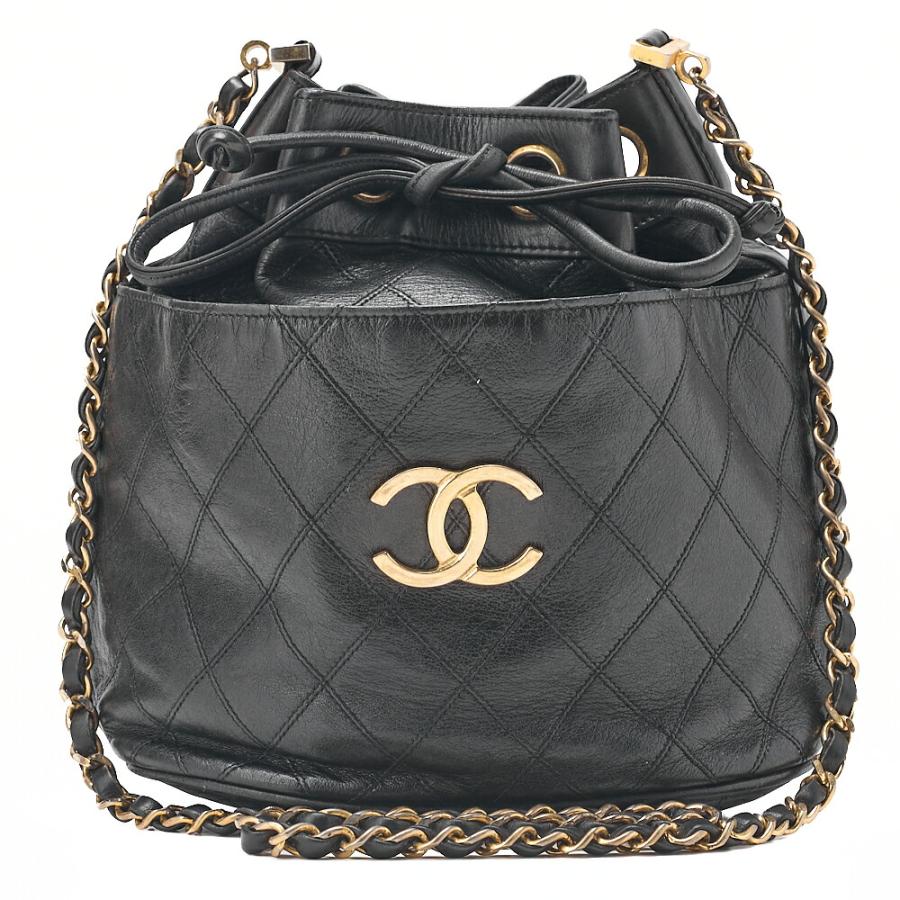 CHANEL シャネル ラムスキン マトラッセ ビコローレ 巾着型 チェーン 