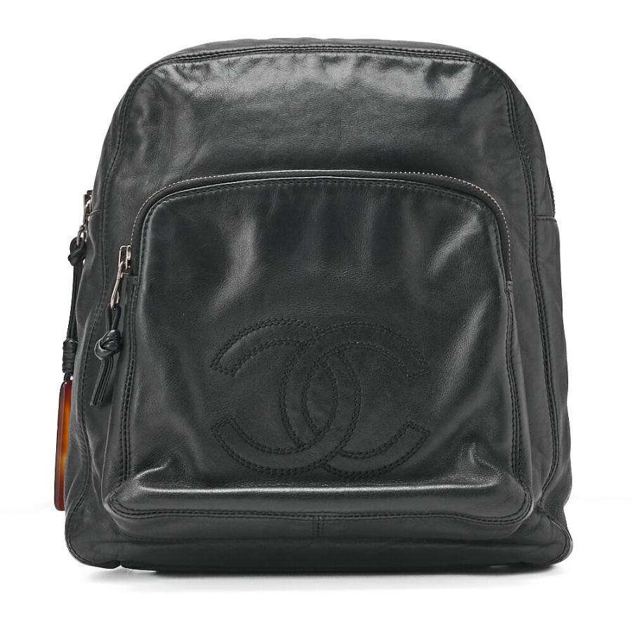 美品✨シャネル バックパック リュック ラムスキン ブラック　べっ甲　ココマーク CHANEL シャネル ココマーク べっ甲プレート リュック ラムスキン 黒