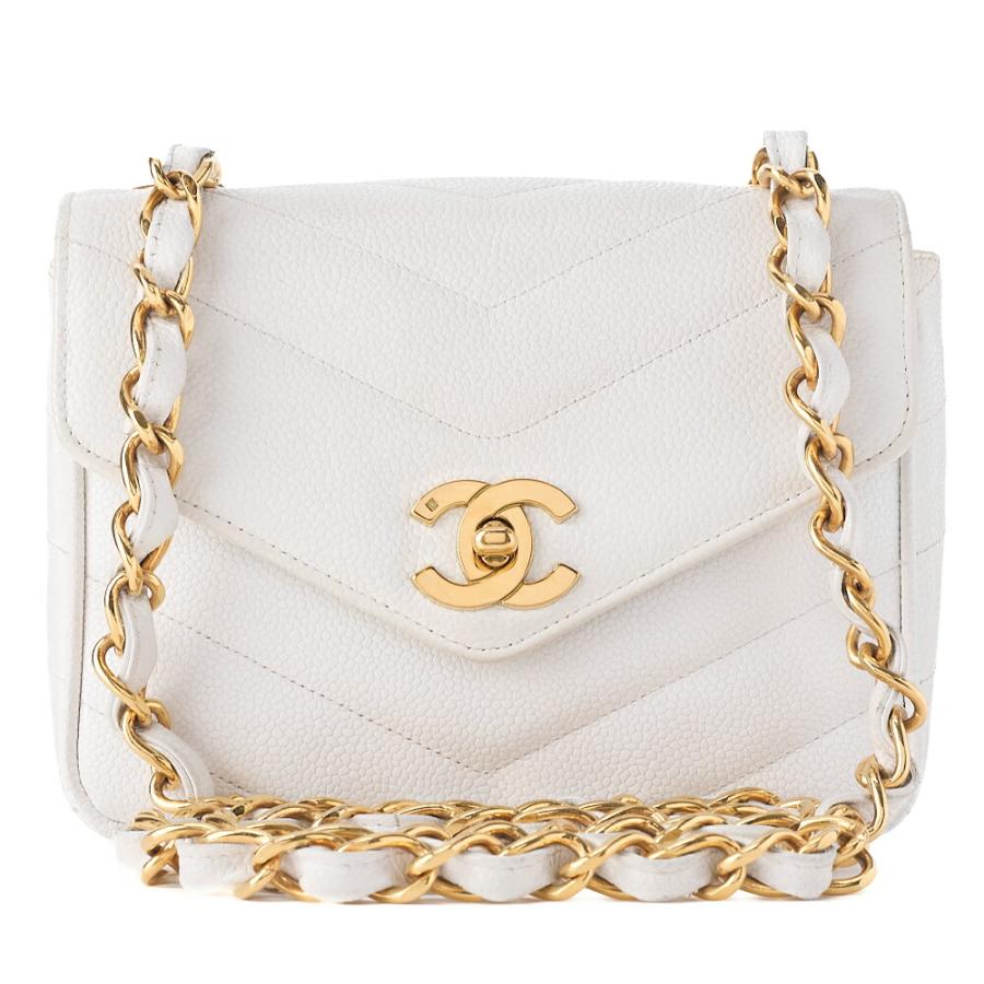 シャネル Chanel チェーン ショルダーバッグ VIP ギフト ホワイト CHANEL シャネル チェーンショルダーバッグ ミニマトラッセ キャビア