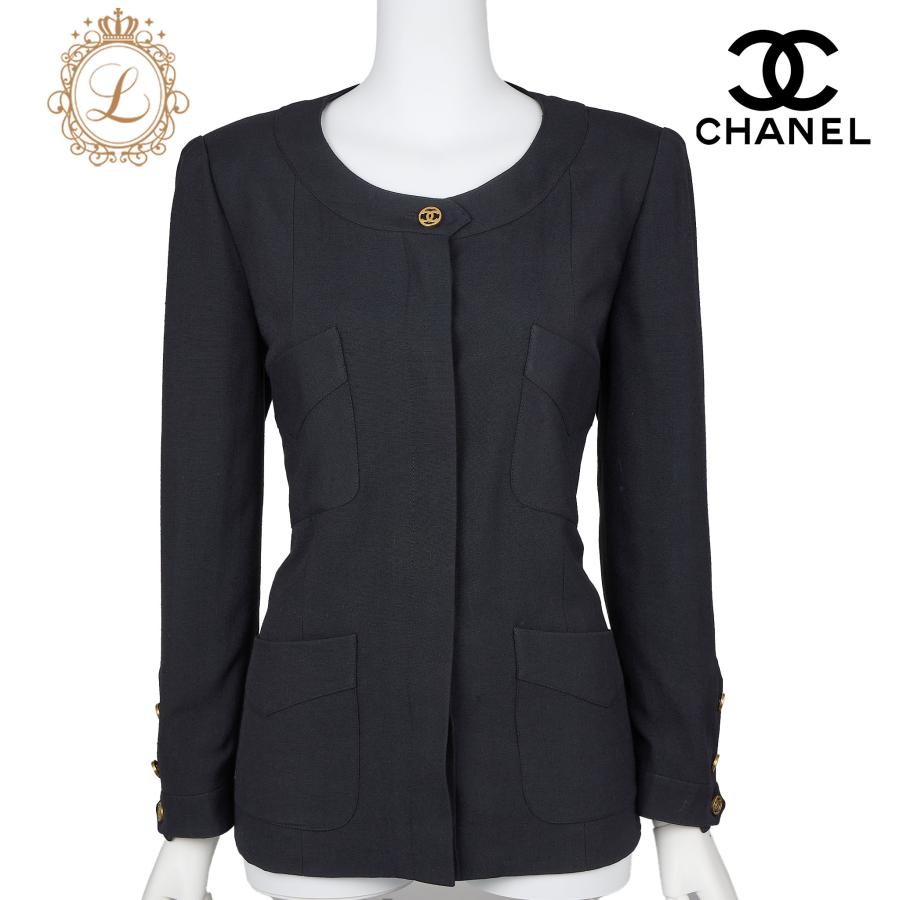 CHANEL シャネル ココボタン ノーカラー ジャケット アウター コート 