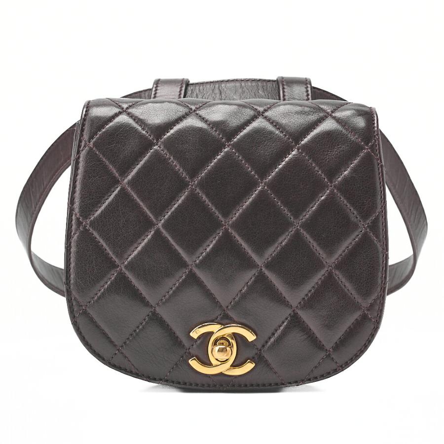 CHANEL シャネル ラムスキン マトラッセ ターンロック ウエストポーチ