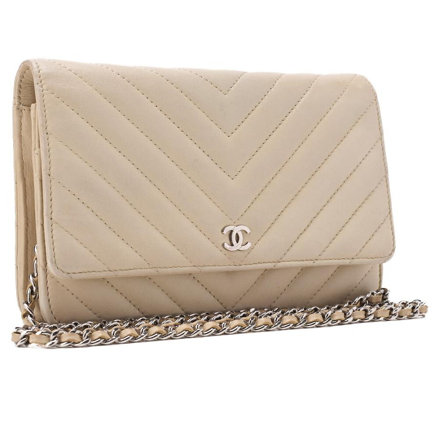 シャネル　チェーンウォレット　シルバー　ラムスキン~~ CHANEL シャネル チェーンウォレット マトラッセ Vステッチ ラムスキン
