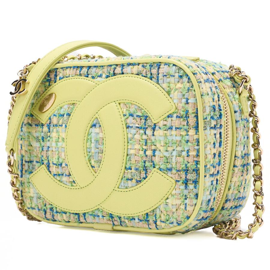 CHANEL シャネル ツイード×ラムスキンココマーク チェーンショルダー 