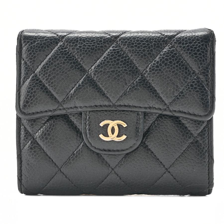 CHANEL シャネル マトラッセ 3つ折り長財布 キャビアスキン 黒 