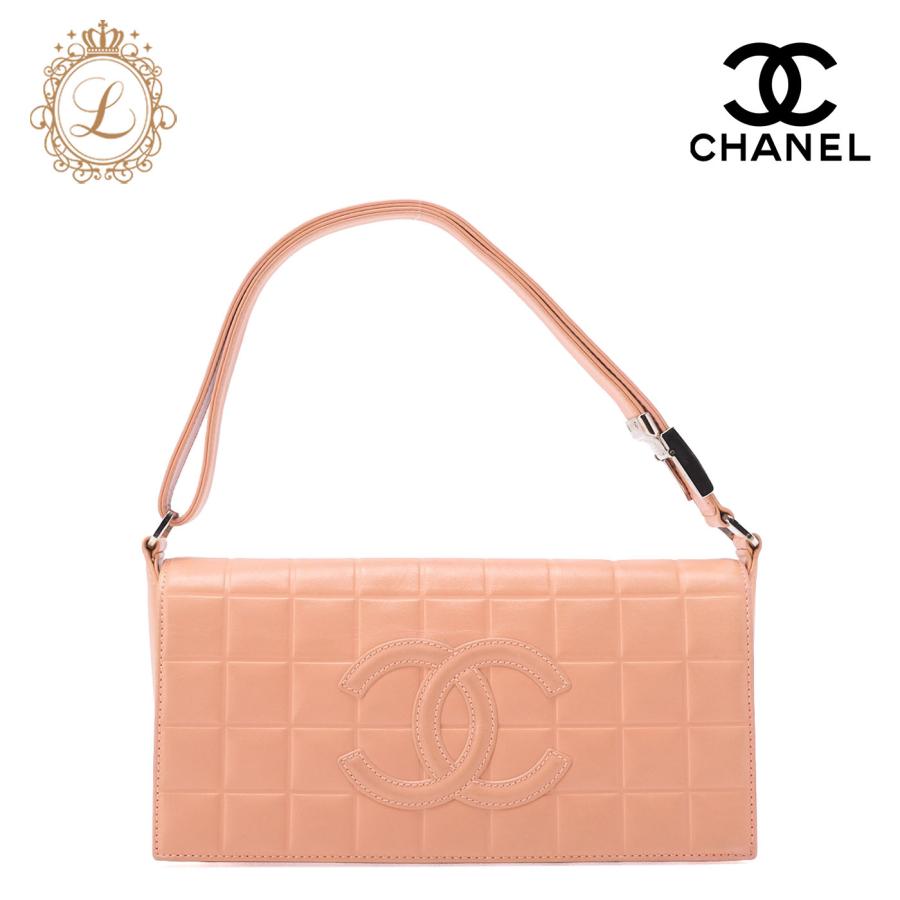 CHANEL シャネル 　ワンショルダーバッグ　チョコバー　ココマーク　ラムスキン 　サーモンピンク（シルバー金具） レディース バッグ レディース 【中古】【送料無料】 CHANEL シャネル ワンショルダーバッグ チョコバー ココマーク
