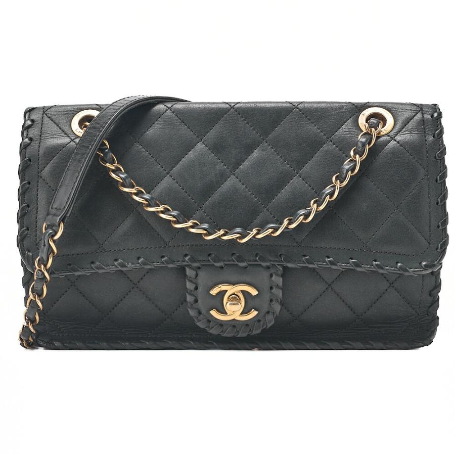 CHANEL マトラッセ チェーン ハンドバッグ スパークルレザー 黒 ココ CHANEL シャネル スパークルレザー マトラッセ 編み込み チェーン