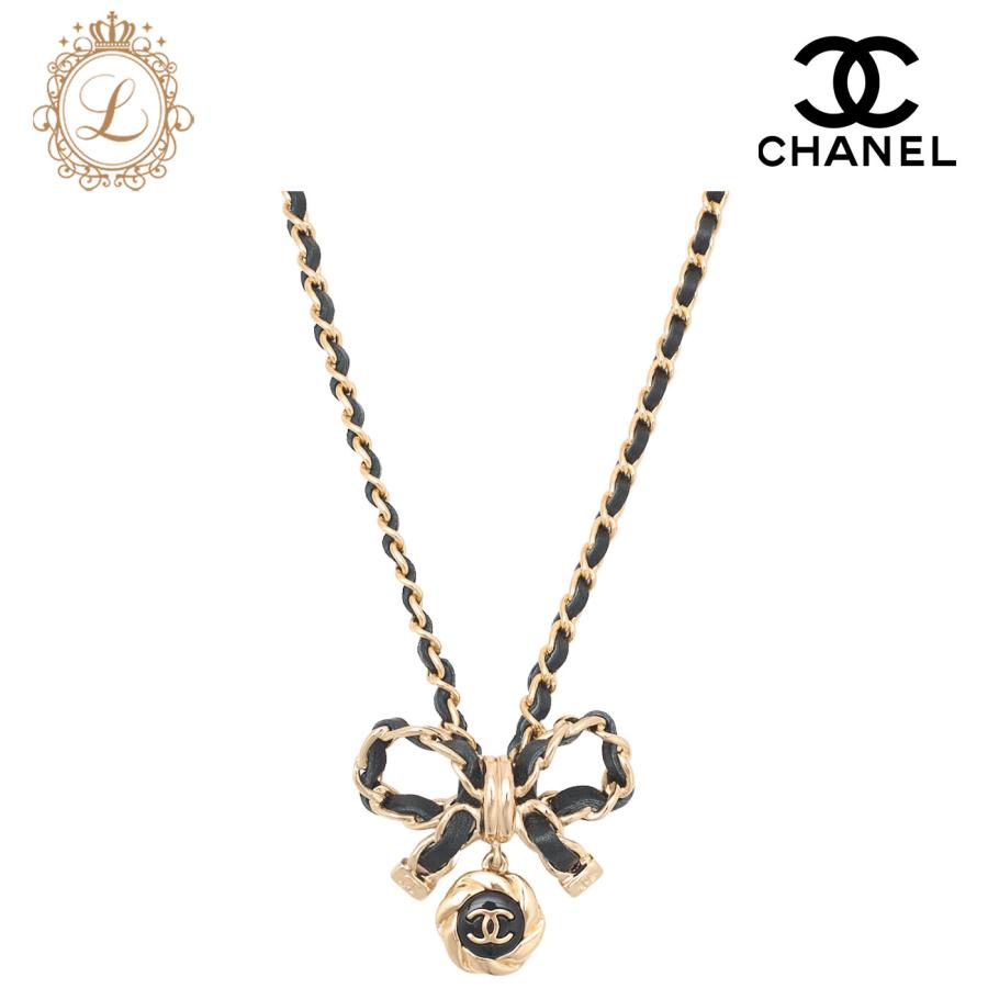 CHANEL シャネル ココマーク リボン 22A ネックレス GP ゴールド 