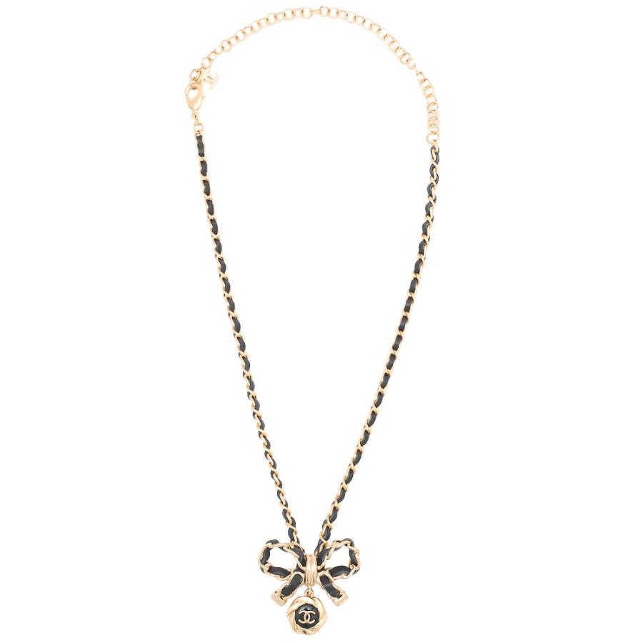CHANEL シャネル ココマーク リボン 22A ネックレス GP ゴールド 