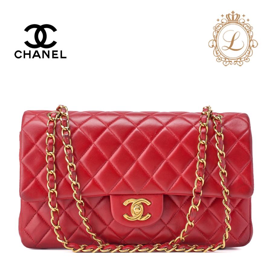 CHANEL シャネル ショルダーバッグ マトラッセ ラムスキン 赤 ゴールド 