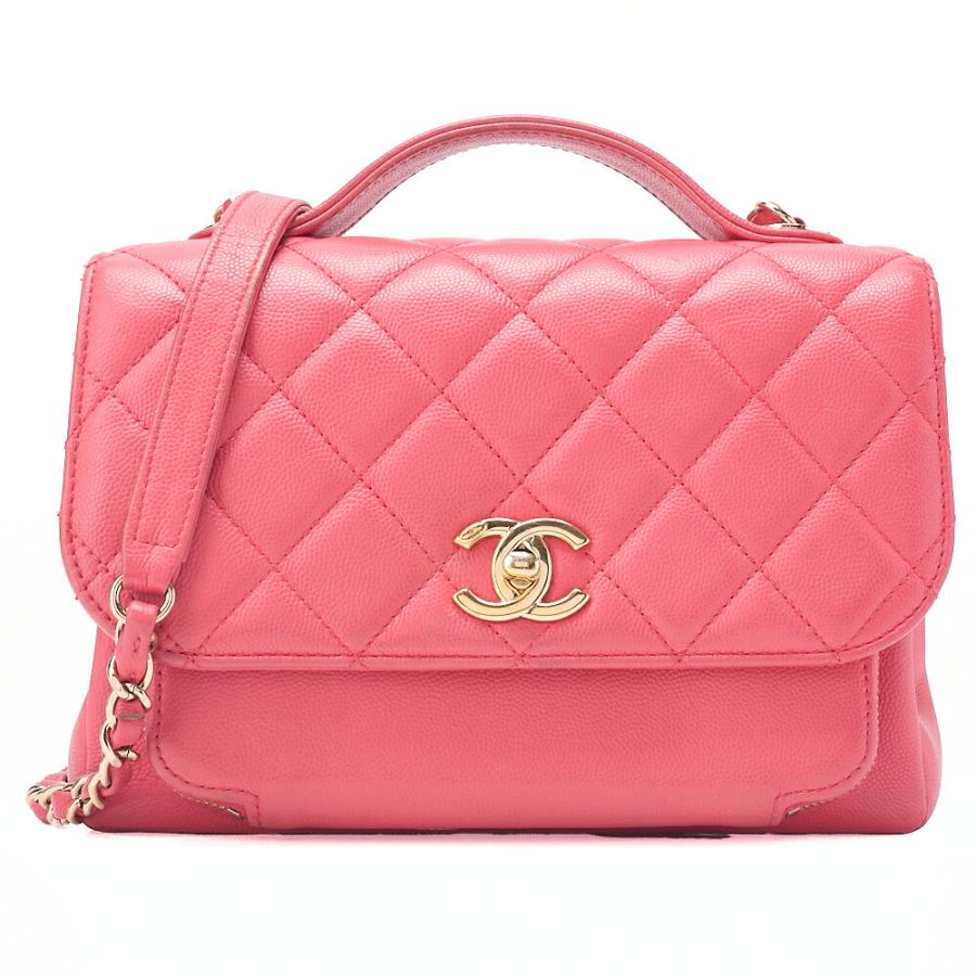 CHANEL シャネル アフェニティ ターンロック 2way チェーンショルダーバッグ キャビアスキン ピンク（ゴールド金具） レディースバッグ  ハイブランド【中古】【送料無料】 CHANEL シャネル アフェニティ ターンロック 2way チェーンショルダー