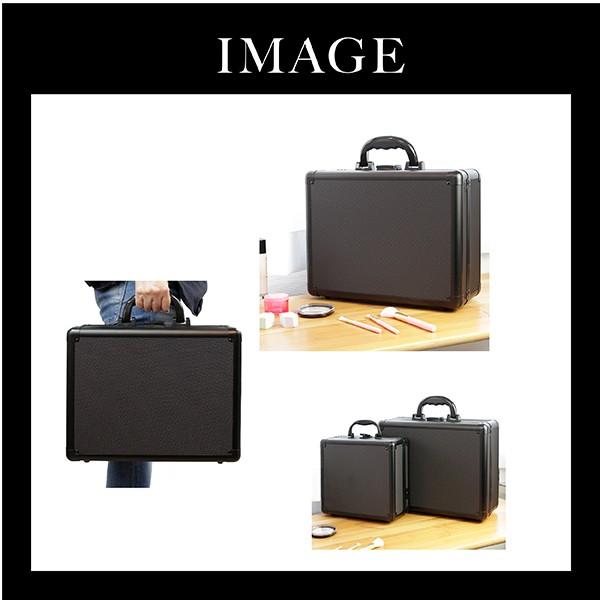 LEDライト付きメイクボックス ブラック 大容量！LEDライト付きコスメボックス（L）ブラック 3種類の色調