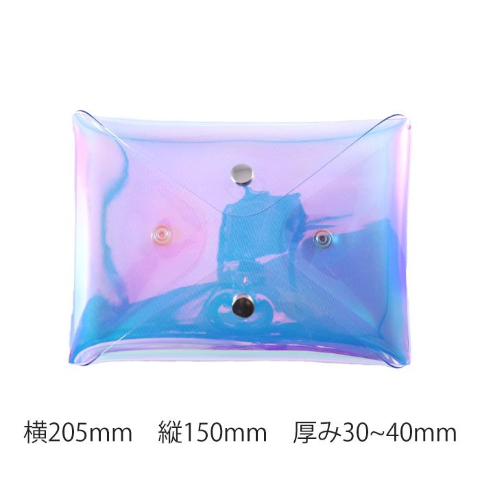 4方向から開けられる クリアポーチ オーロラ| B6トラベルポーチ 清潔