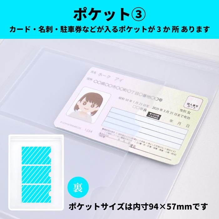車検証多機能ケース チャック付き カード入れ 5ポケット 1枚売り｜車