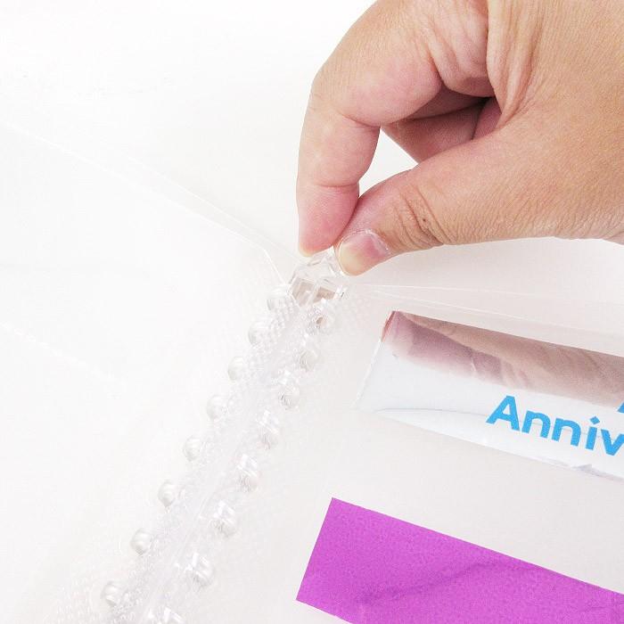 B5/6P/ファイル】B5 銀テープ リングバインダー6ポケットファイル 透明