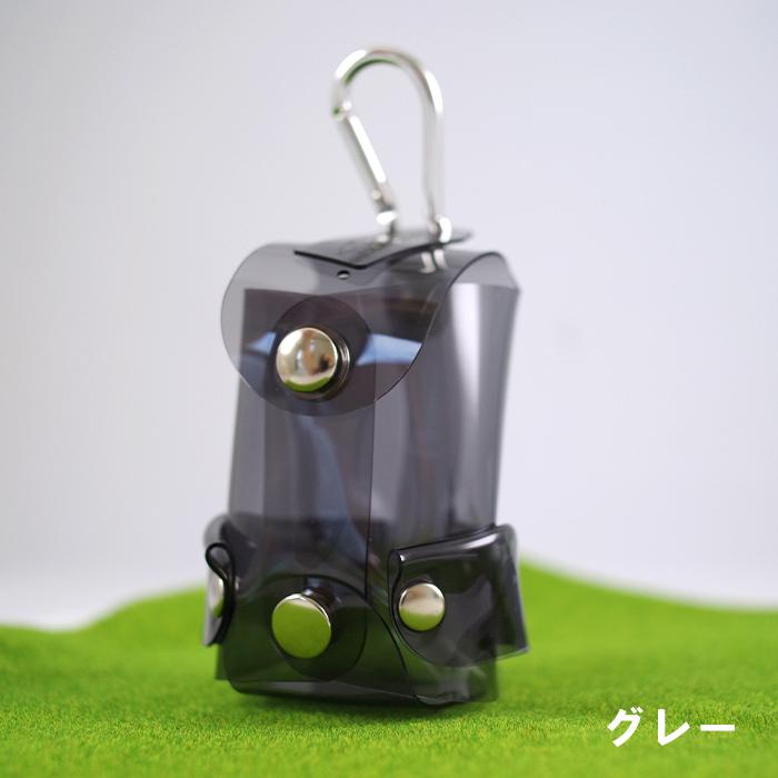ゴルフボールケース クリア カラビナ付き｜多機能 収納 ケース 柔らか