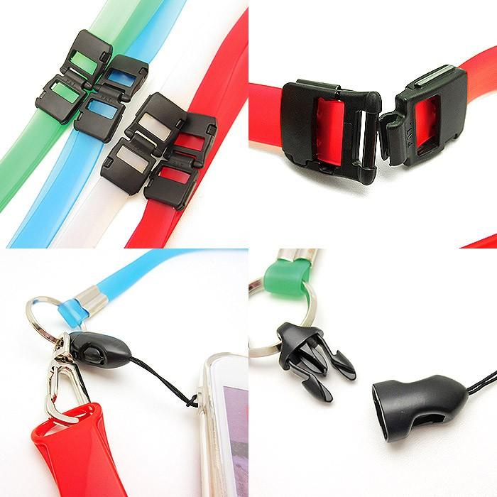 抗菌・防水ネックストラップ 松葉紐タイプ 着脱機能付き ブルー 携帯