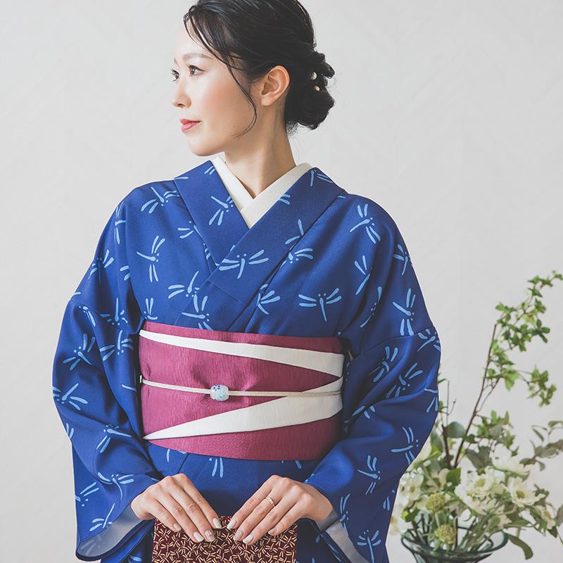 印伝柄浴衣 トンボ柄 女性用 帯セット(受注生産商品) : 富士の 印伝柄浴衣 トンボ柄 女性用 帯セット(受注生産商品) : 富士の