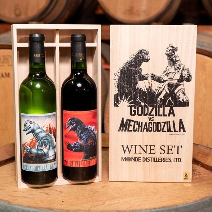 キャラコラボ商品 ゴジララベルワイン2本 プレミアムギフトセット 山梨