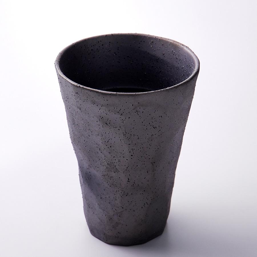 炭陶 炭の器 広口タンブラー 1個 陶器 マグカップ カフェ 茶器 黒い