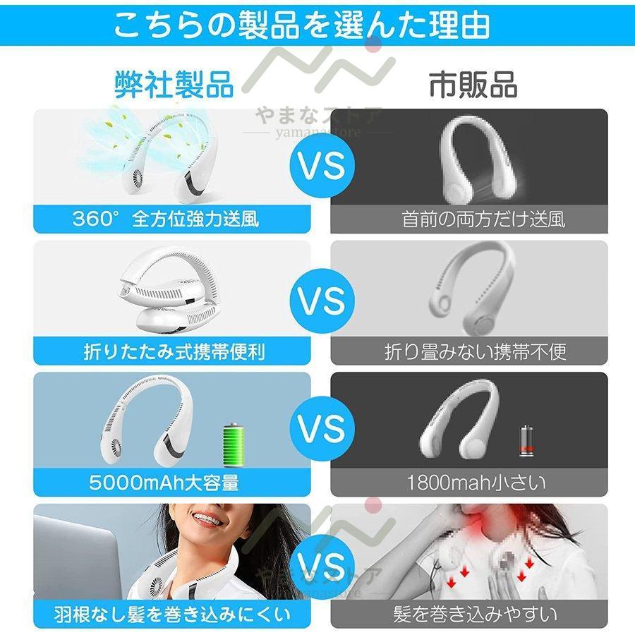 首掛け扇風機 扇風機 首かけ 羽なし 折りたたみ式 ネックファン ネッククーラー 大風量 冷感 軽量 小型 静音 3段階風量 送風機 持ち運び 子供用 おしゃれ｜yamanastore｜11