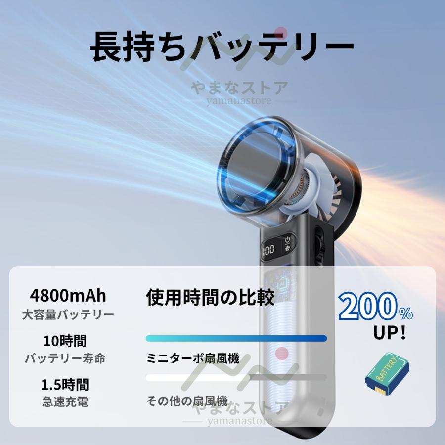 扇風機 小型 2024 羽なし 1-100段階風量調節 冷却プレート 携帯扇風機 ハンディ扇風機 ネックファン 軽量 スマホスタンド 静音 持ち運び 4800mAh 熱中症｜yamanastore｜08