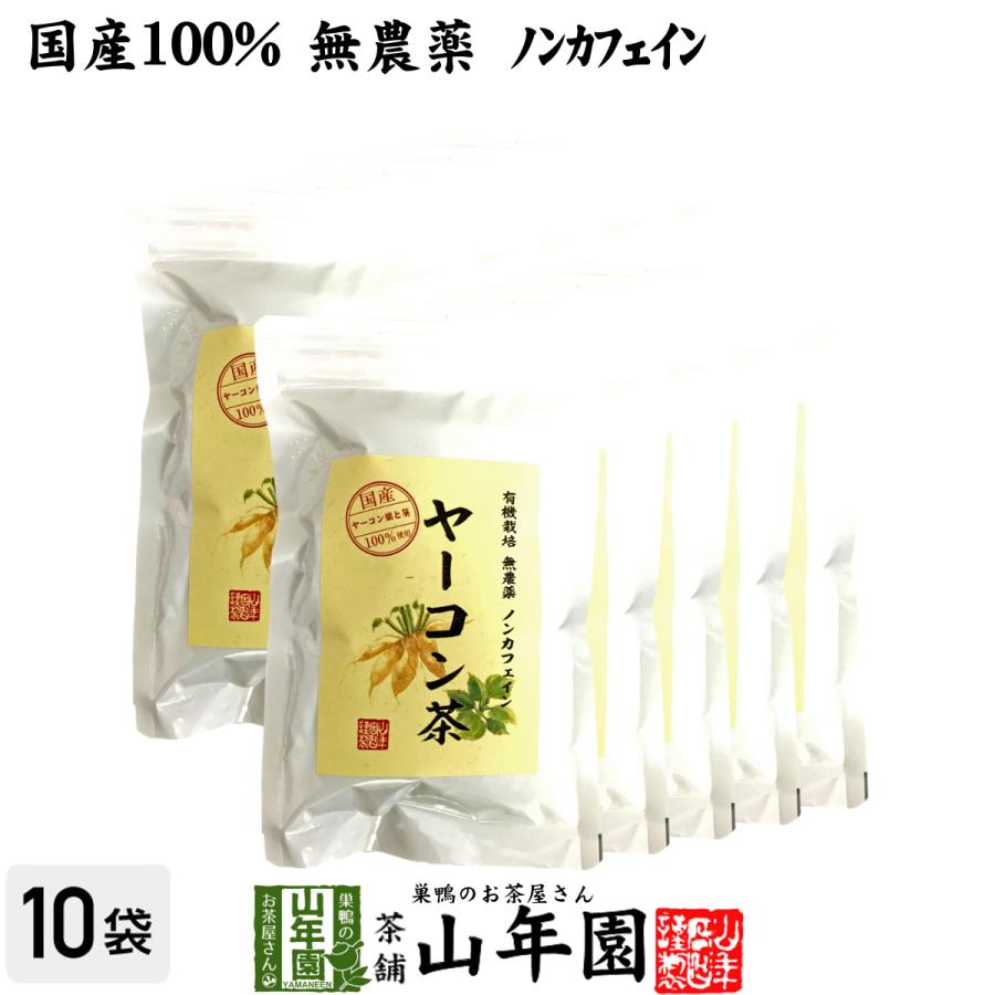 健康茶 国産100% 無農薬 ヤーコン茶 3g×10パック×10袋セット 青森県または山梨県産 ノンカフェイン 送料無料