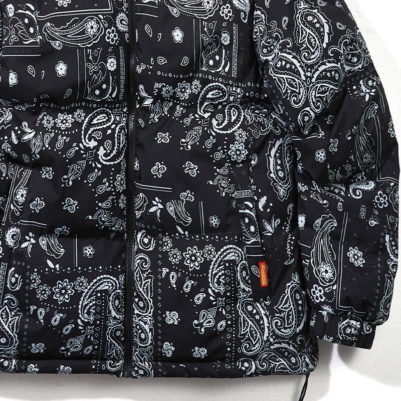 ペイズリー柄 ダウンジャケット ストリート アウター リンク