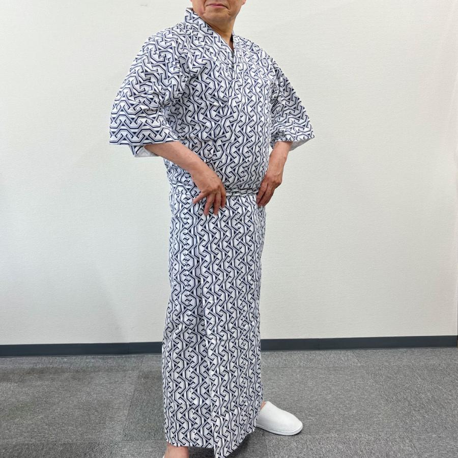 寝巻き 浴衣 男性 綿100% 二重ガーゼ 大きいサイズ LO ねまき 介護用 うぐいす椿 パジャマ 前開き 腰紐あり 柄おまかせ 寝間着 浴衣 春 夏 秋 冬 白地 | ブランド登録なし | 04