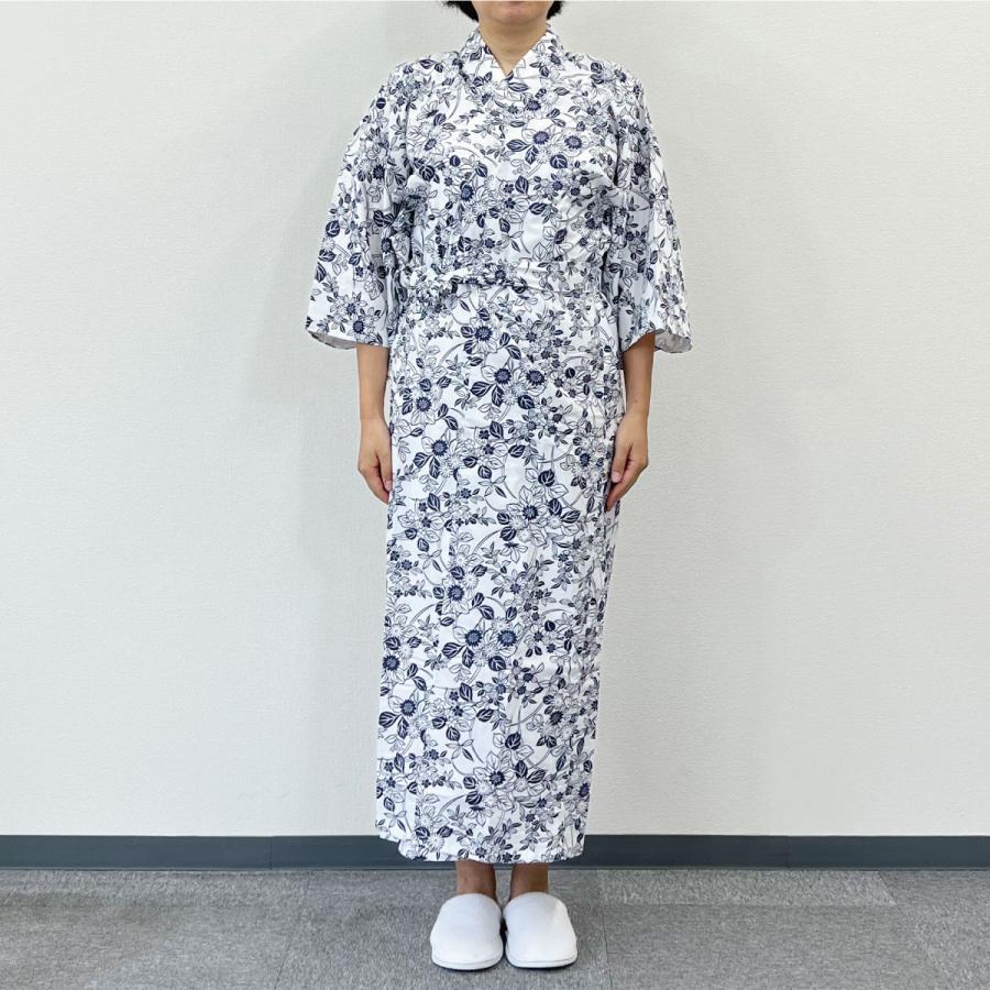 寝巻き 浴衣 女性 日本製 綿100% 二重ガーゼ S M L ねまき 介護用 花蕾