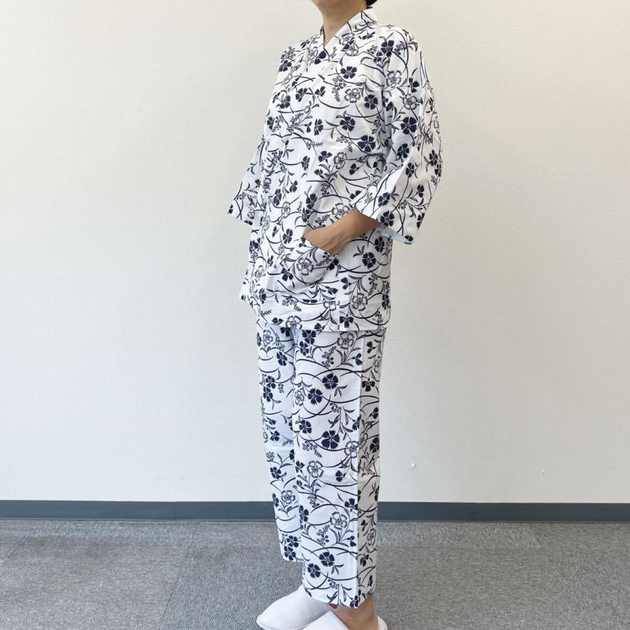 ガーゼ 作務衣 寝巻き 女性 日本製 綿100% 二重ガーゼ ズボン LL