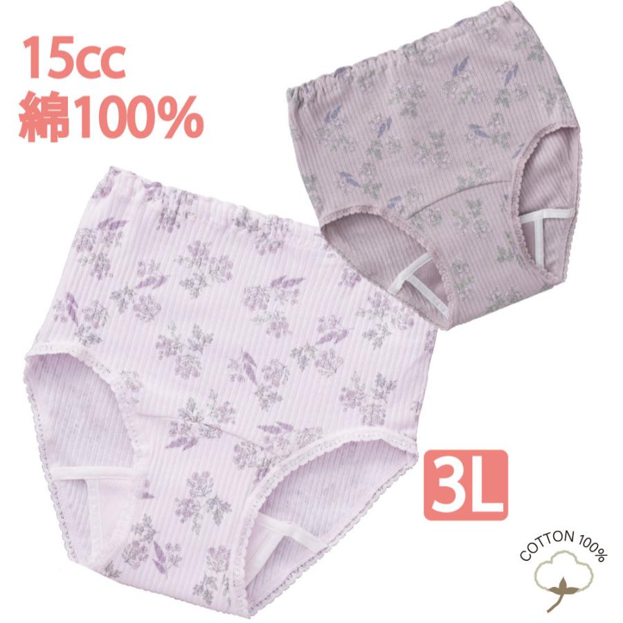 尿漏れパンツ 女性用 15cc 綿100% 3L 大きいサイズ 大きめ 少し ほんの ちょびっと 念のため 失禁ショーツ 綿100% 介護用下着 高齢者 レディース 婦人 用 シニア｜yamasanns2000｜02