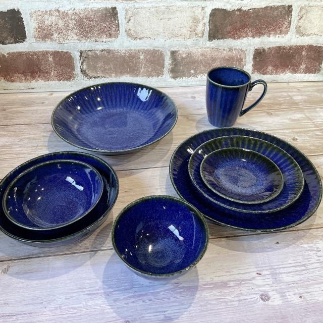 大皿　大椀　皿　食器　陶磁器　ブルー　3枚　青　陶器　骨董品　アンティーク 大皿 大椀 皿 食器 陶磁器 ブルー 3枚 青 陶器 骨董品