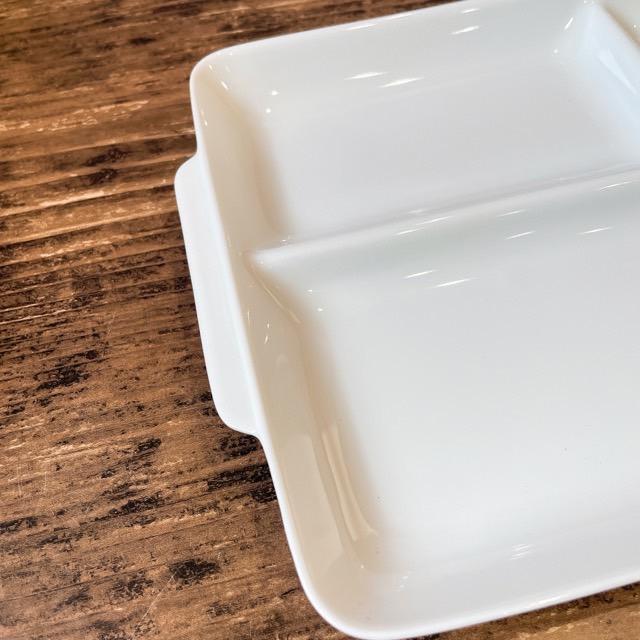 仕切り皿 角型 陶器 おしゃれ 洋食器 軽い 軽量 薄い ランチプレート
