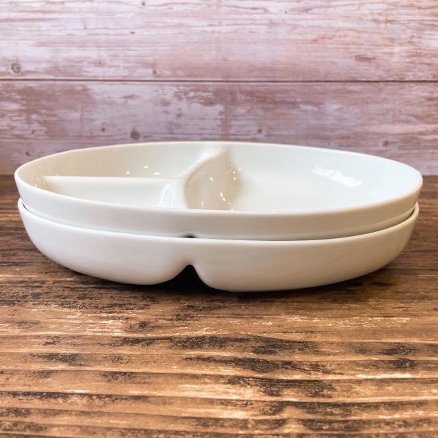 2枚セット ランチプレート オーバル 仕切り皿 おしゃれ 深め 陶器