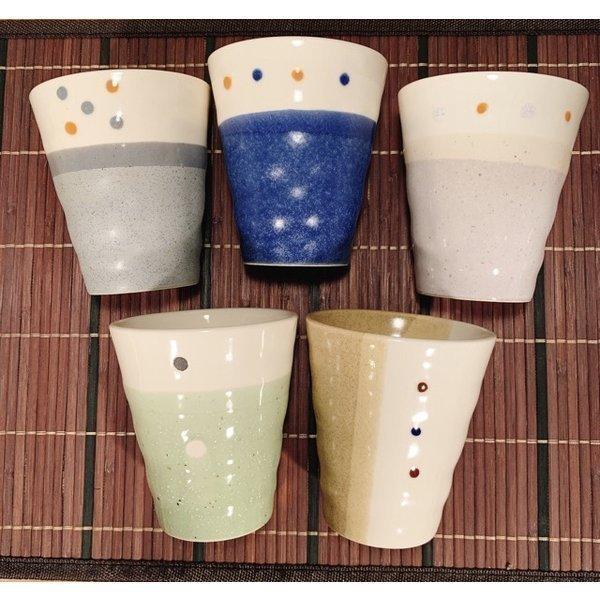 Zen ドットペイント フリーカップ 日本製 美濃焼 陶器 かわいい おしゃれ カップ コップ タンブラー お茶 ビール｜yamaseikaede