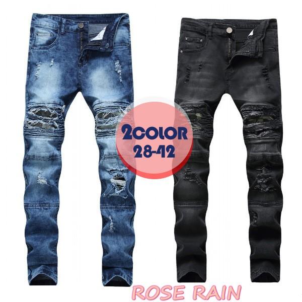 メンズ バイカーデニム ジーンズ ダメージ 欧米風 ファッション 綿素材 微ストレッチパンツ カッコいい オリジナル 2color Jeansnov01 ヤマシナソラ 通販 Yahoo ショッピング