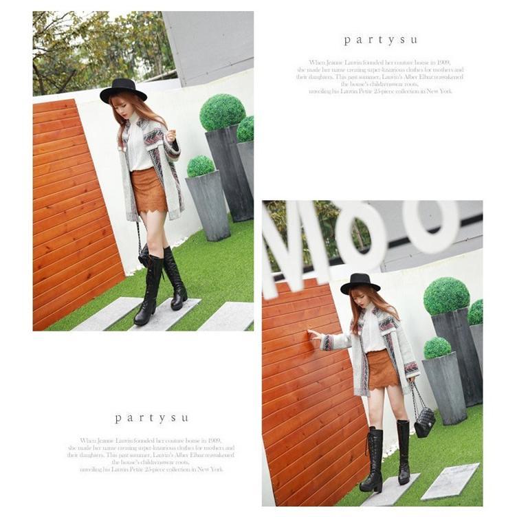 編み上げブーツ レディース 太ヒール ハイヒール ストーム 黒 白 ロングブーツ レースアップシューズ 秋冬靴 フェイクレザー | ブランド登録なし | 13