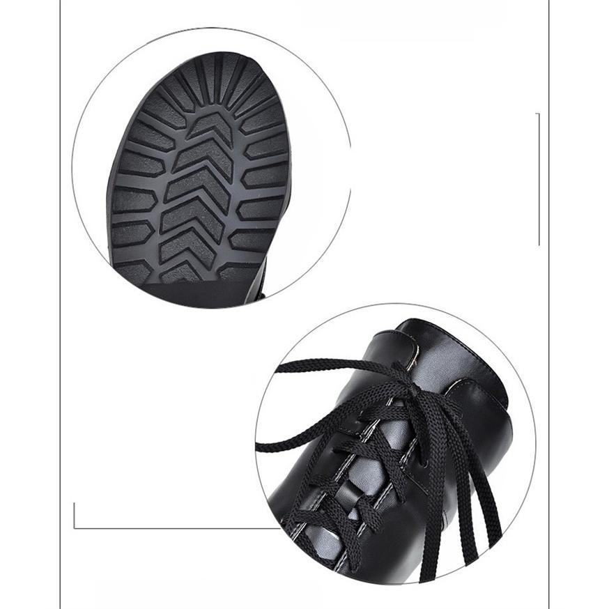 編み上げブーツ レディース 太ヒール ハイヒール ストーム 黒 白 ロングブーツ レースアップシューズ 秋冬靴 フェイクレザー | ブランド登録なし | 15