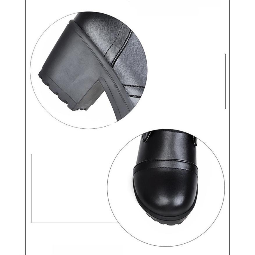 編み上げブーツ レディース 太ヒール ハイヒール ストーム 黒 白 ロングブーツ レースアップシューズ 秋冬靴 フェイクレザー | ブランド登録なし | 16