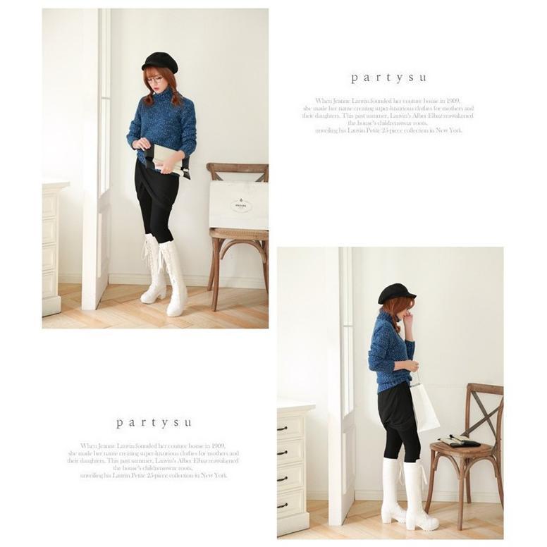 編み上げブーツ レディース 太ヒール ハイヒール ストーム 黒 白 ロングブーツ レースアップシューズ 秋冬靴 フェイクレザー | ブランド登録なし | 10