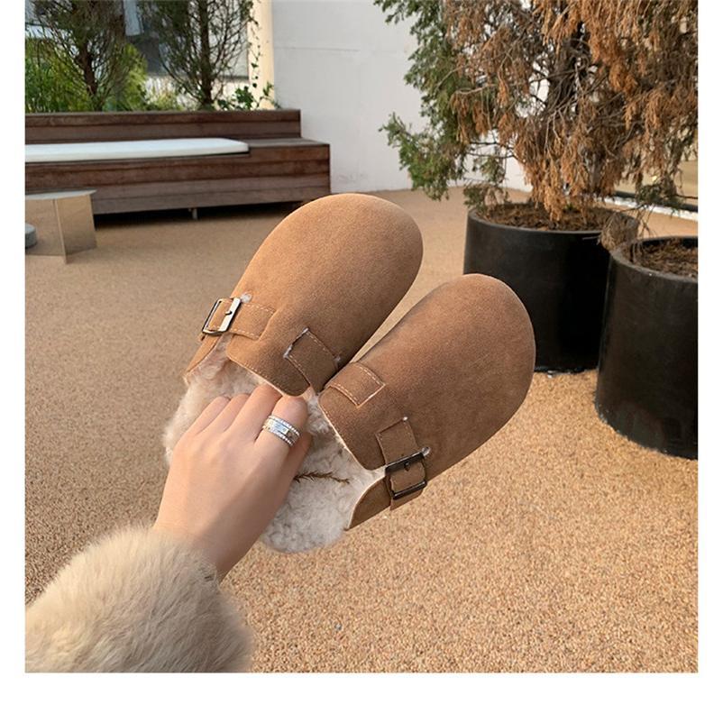 【特価】スリッパ ルームシューズ レディース もこもこ ルームウェア バックル あったか 無地 裏起毛 カジュアル 履きやすい 室内着 暖かい トレンド | ブランド登録なし | 22