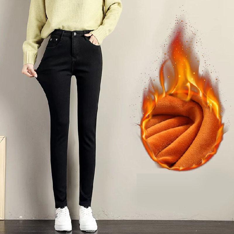 デニムパンツ レディース 裏起毛 パンツ デニム スキニー ハイウエスト カジュアル スリム 着痩せ 暖かい 保温 イベント お出かけ | ブランド登録なし