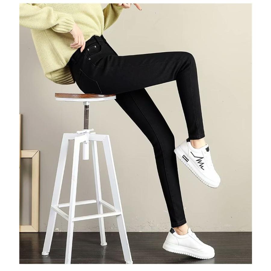 デニムパンツ レディース 裏起毛 パンツ デニム スキニー ハイウエスト カジュアル スリム 着痩せ 暖かい 保温 イベント お出かけ | ブランド登録なし | 06