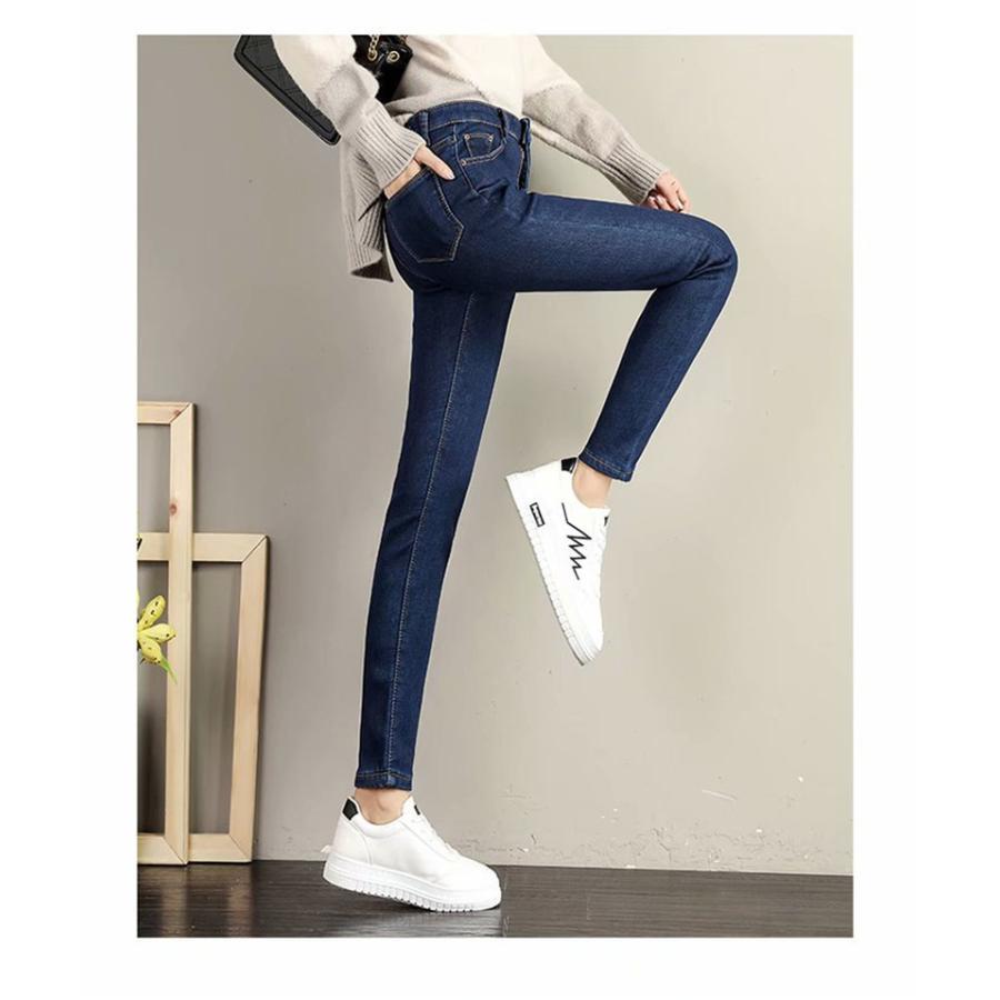 デニムパンツ レディース 裏起毛 パンツ デニム スキニー ハイウエスト カジュアル スリム 着痩せ 暖かい 保温 イベント お出かけ | ブランド登録なし | 07