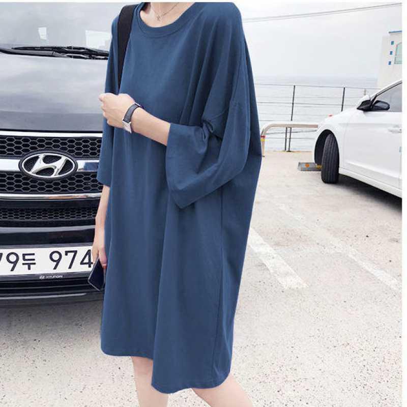 【特価】チュニック ワンピース レディース 半袖 無地 ス ロングTシャツ カジュアル カットソー ゆったり おしゃれ 着痩せ ルームウェア 春夏 | ブランド登録なし