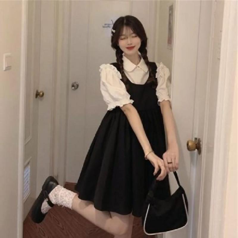 ジャンパースカート レディース サロペット 重ね着 レイヤード ブラック ロング丈 無地 オーバーオール カジュアル ゆったり 春夏 | ブランド登録なし | 03