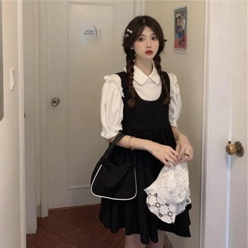 ジャンパースカート レディース サロペット 重ね着 レイヤード ブラック ロング丈 無地 オーバーオール カジュアル ゆったり 春夏 | ブランド登録なし | 05