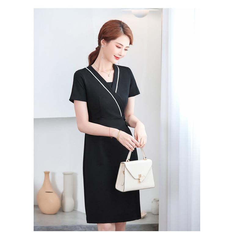 ユニフォーム エステ サロン ワンピース 通勤 切り替えプリーツ 作業服 レディース 事務服 制服 半袖 仕事着 ネイル 美容 介護 歯科 衛生士 | ブランド登録なし | 10