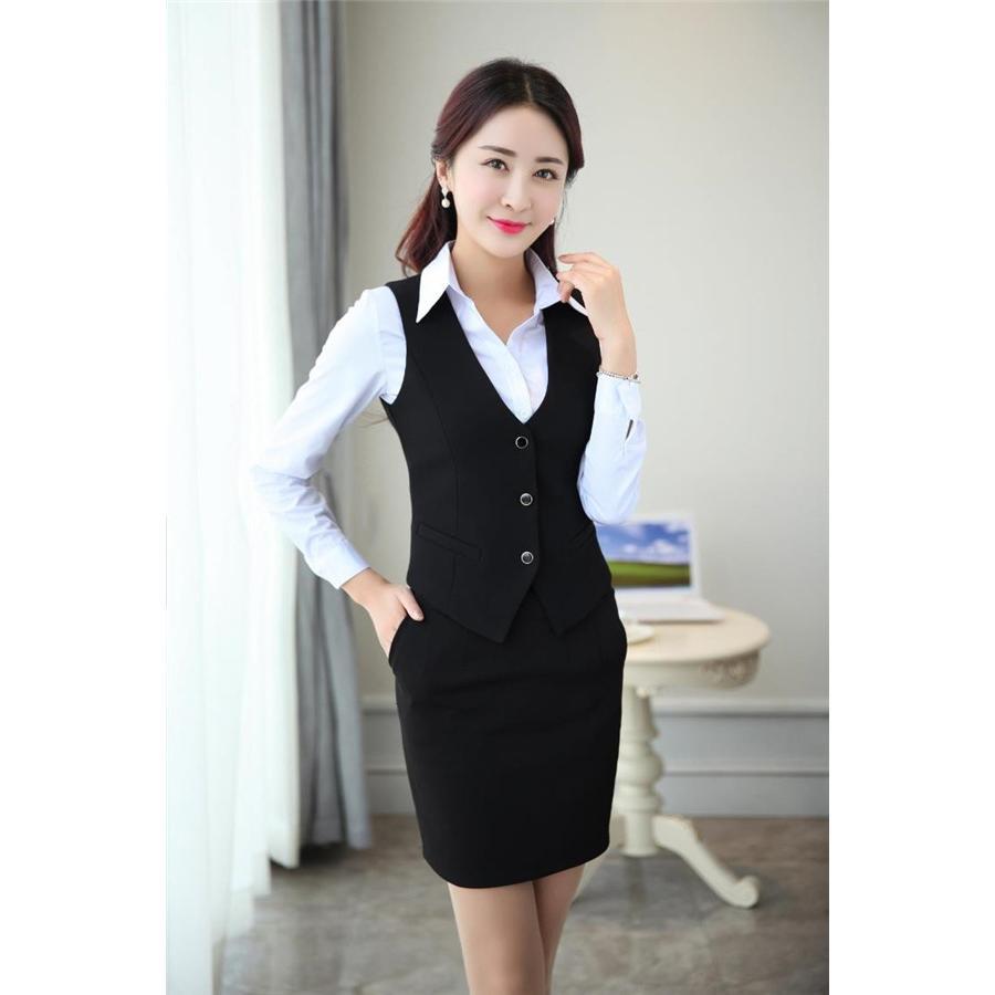 【大特価】スーツ 事務服 フォーマル レディース ジレ ビジネス 通勤 無地 制服 オフィス ユニフォーム ノースリーブ 就職 就活 | ブランド登録なし